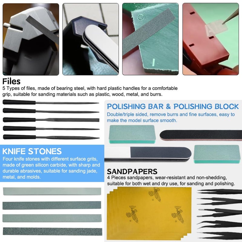 Bigstone 85 PCS Model Tools Kit Hobby Building Tool Craft Set Modeler Basic DIY Tools for Cars, Airplanes, Buildings, Robots Gundam Plastic Models Building Repairing and Fixing - Image 5